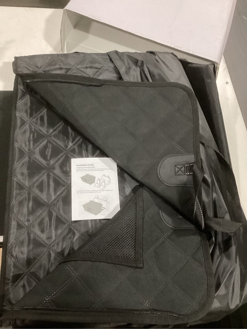 Condition photo showing Good Condition for reevaa 2.0 hard bottom back seat extender for heavy-duty dogs, dog car seat cover with cushion sponge, waterproof dog hammock with mesh window for car, universal fits for suv/small truck, l, black black l - suvs,mudium trucks