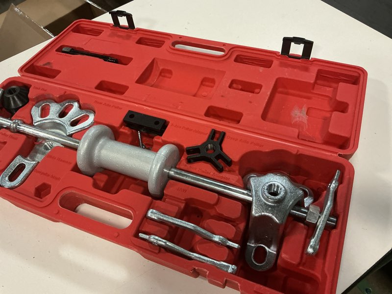 Condition photo showing Good Condition for labwork 9-way slide hammer dent puller tool kit wrench adapter axle bearing hub auto set