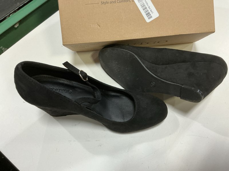 Condition photo showing Good Condition for coutgo womens wedge pumps dressy mary jane shoes comfort wedges closed toe ankle strap heeled shoes 7.5 black