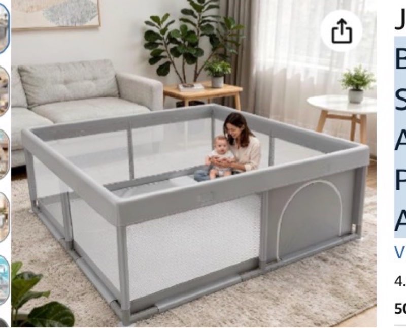 50x50 inch playpen for babies and toddlers, soft & skin-safe fabric | sturdy safety activity fence, breathable mesh playard for indoor outdoor activity center, light grey