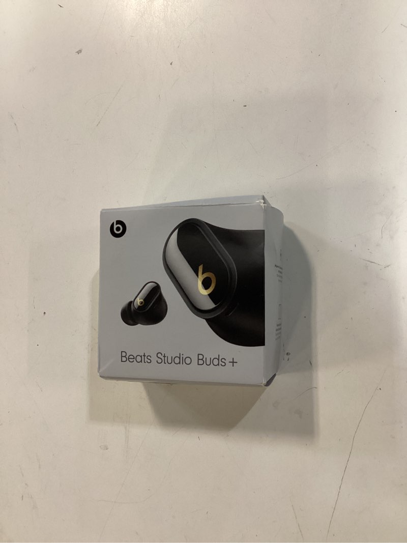 Condition photo showing New/Like New for beats studio buds + | true wireless noise cancelling earbuds, enhanced apple & android compatibility, built-in microphone, sweat resistant bluetooth headphones, spatial audio - black/gold black/gold standalone