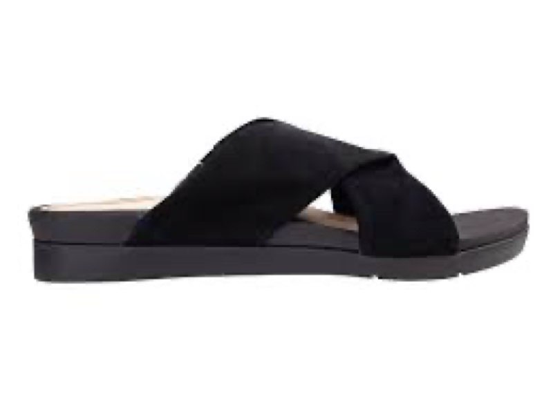 revitalign women's riviera slide sandal, black, 10