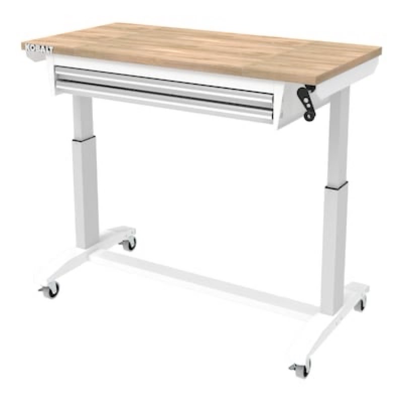 kobalt 42-in h 2 -drawers rolling white wood adjustable height portable work bench