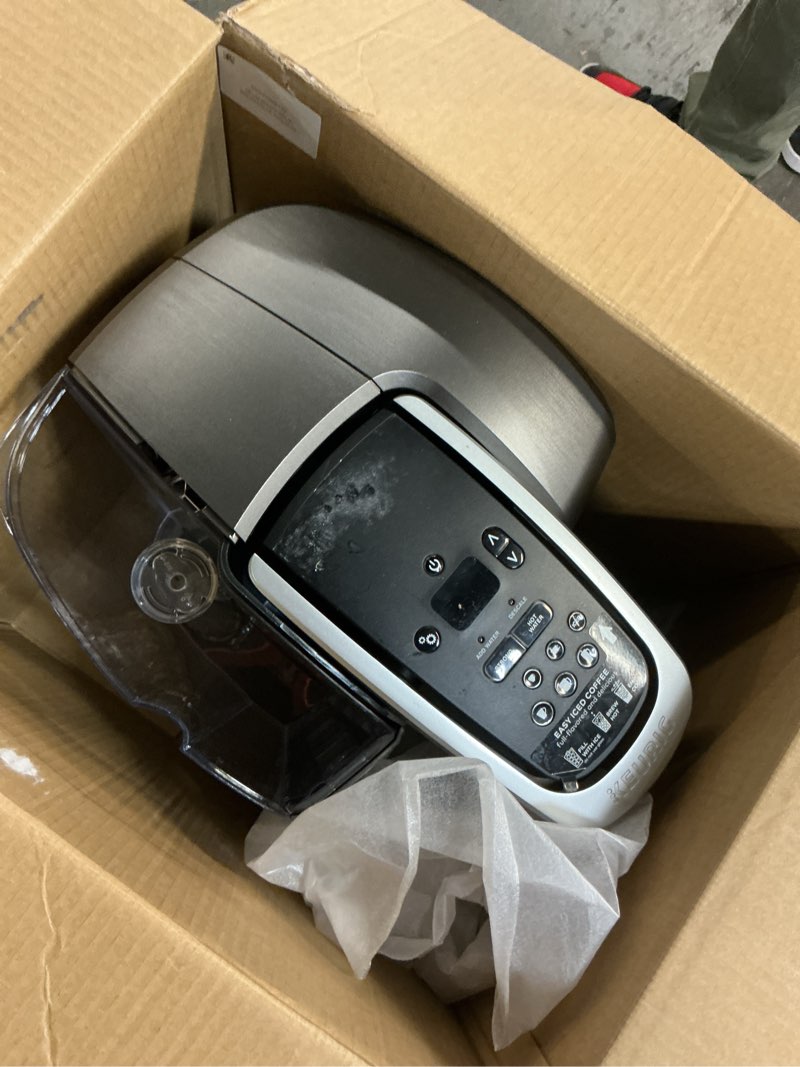 Condition photo showing As Is for k-elite brushed slate single serve coffee maker with temperature control