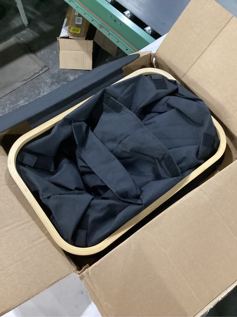 Condition photo showing New/Like New for lifewit 100l laundry basket with lid, clothes hampers for laundry with bamboo handles and 1 removable bag, large foldable laundry hamper for bedroom, bathroom, dorm, laundry room, black 100l black