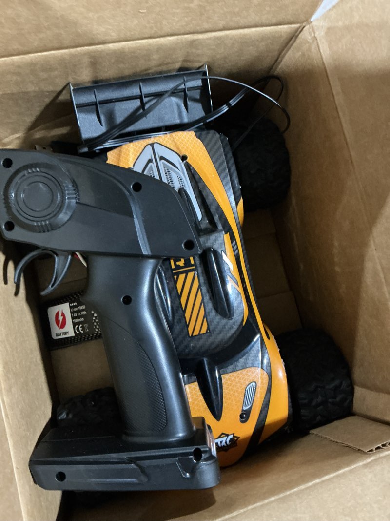 Condition photo showing As Is for 1:18 fast rc cars for adults - 38+ kph off road remote control car - high speed rc monster truck 4x4 all terrain orange