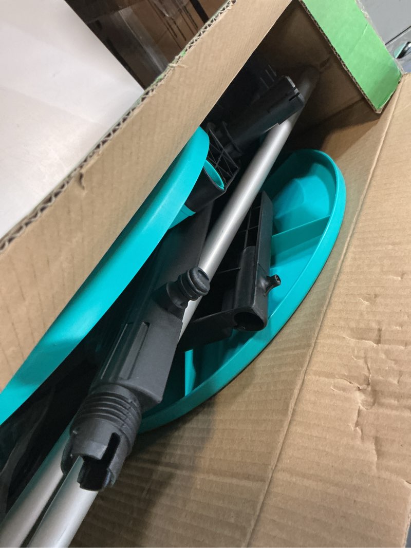 Condition photo showing Good Condition for portable garden hose reel cart, hold up to 75-100 ft of 5/8 inch hose,garden water pipe holders mobile tools with 2 wheels for outside hose storage blue 5/8 75ft-100ft
