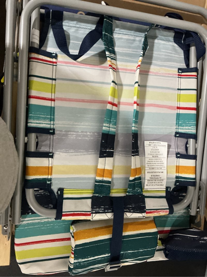 Condition photo showing Good Condition for style selections polyester silver powder coat folding beach (adjustable and carrying strap/handle included)