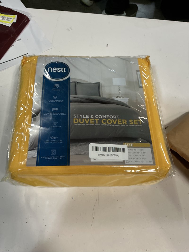 Condition photo showing New/Like New for hearth & harbor yellow duvet cover king size - 3 piece soft double brushed bedding set - includes 1 king duvet cover with button closure 104x90 inches and 2 pillow shams 38 - yellow (no comforter) king (104" x 90")