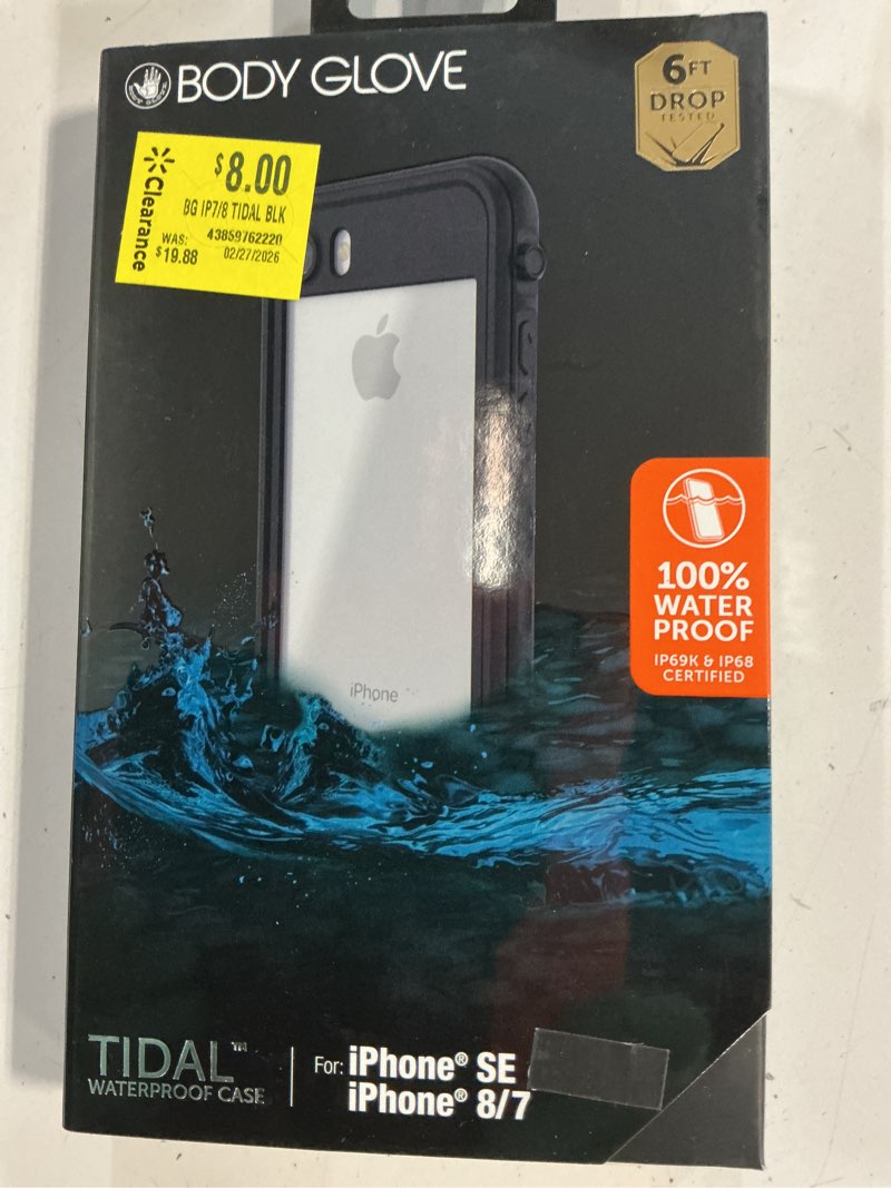 Condition photo showing New/Like New for body glove tidal waterproof phone case for iphone 7 / iphone 8 / iphone se 2020 / iphone se 2022 - black/clear