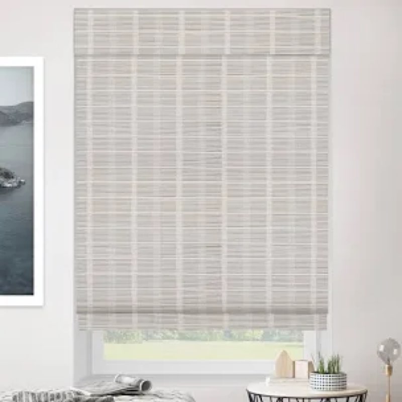 LazBlinds No Tools No Drill Cordless Bamboo Roman Shades, Light Filtering Window Treatment, Roll Up