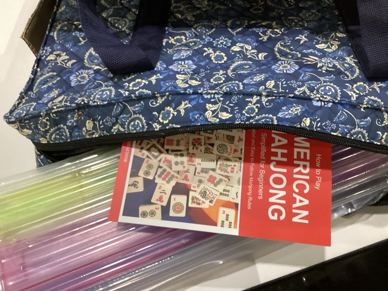 Condition photo showing New/Like New for American Mahjong Set with Blue Carrying Bag, 166 White Tiles, 4 All-in-One Rack/Pushers, Mahjong Tiles Set (Ma Jong, Mah-Jongg, Majiang)