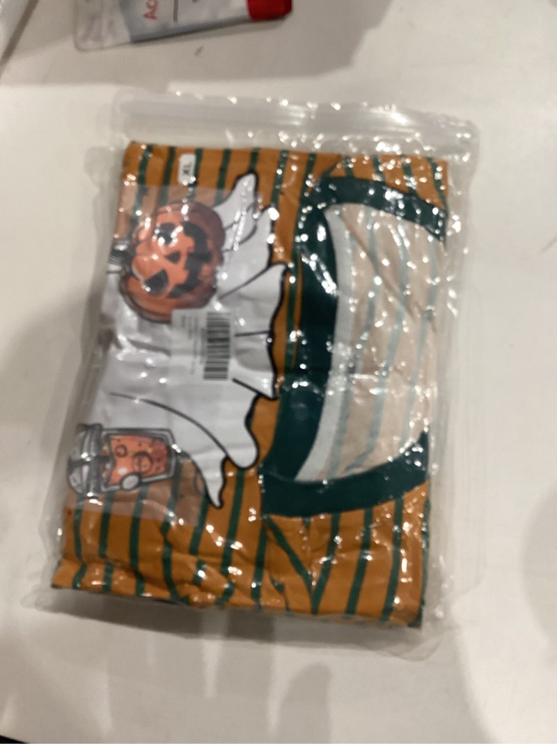 Condition photo showing New/Like New for MYHALF Halloween Sweatshirts for Women Ghost Pumpkin Sweater Cute Spooky Coffee Graphic Pullover Shirts Stripes - Brown and Green X-Large