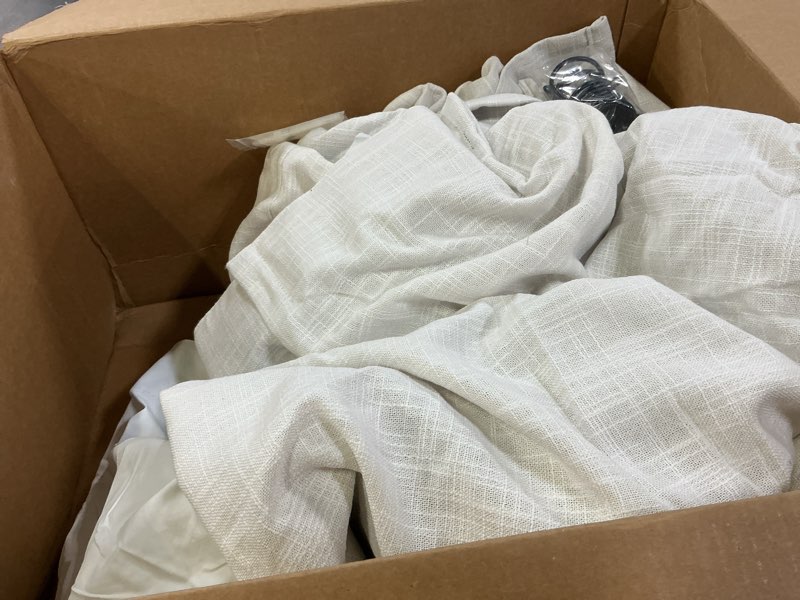 Condition photo showing As Is for INOVADAY Pinch Pleated Curtains, 100% Light Blocking Linen Pinch Pleat Blackout Curtains for Bedroom, Thermal Insulated Blackout Drapes 2 Panels Set for Living Room - Beige White, W40 x L95 Beige White 40"W x 95"L (Pack of 2)