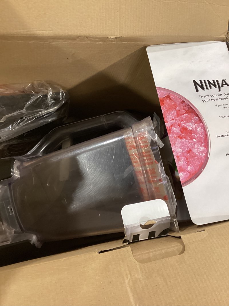 Condition photo showing As Is for ninja bl642 nutri ninja personal & countertop blender with 1200w auto-iq base, 72 oz. pitcher, and 18, 24, & 32 oz. to-go cups with spout lids, for smoothies, shakes & more, dishwasher safe, black