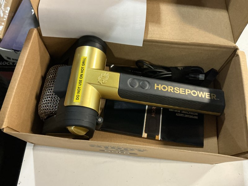 Condition photo showing Good Condition for horsepower giddy up gold bristle-free spinning grill brush, cordless | led light, rechargeable, 304 stainless steel roller, 350 rpm, no bristles, no preheating, blasts burnt-on food extra battery life