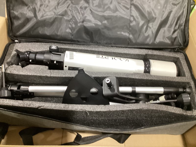 Condition photo showing Good Condition for telescope,90mm aperture 700mm with vertisteel az mounting slow-motion mount, high power telescopes for adults astronomy, easy for beginners, with carry bag,wireless remote control, phone adapter,white 90700-white