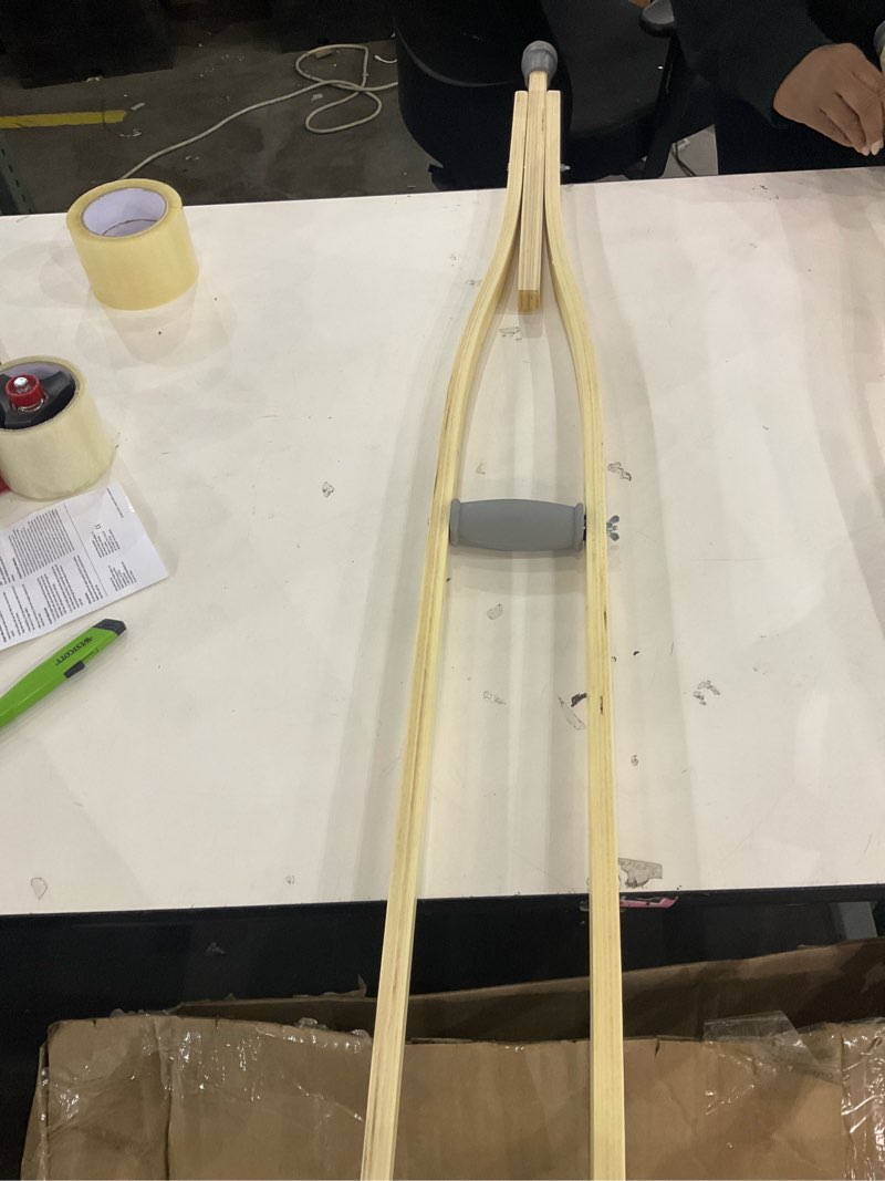 Condition photo showing As Is for Sammons Preston Wooden Crutches, Adult Size, Latex Free, Sturdy Leg Supports for After Injury or Post Surgery, Adjustable Height and Handle Crutches for Elderly, Handicapped, and Disabled users