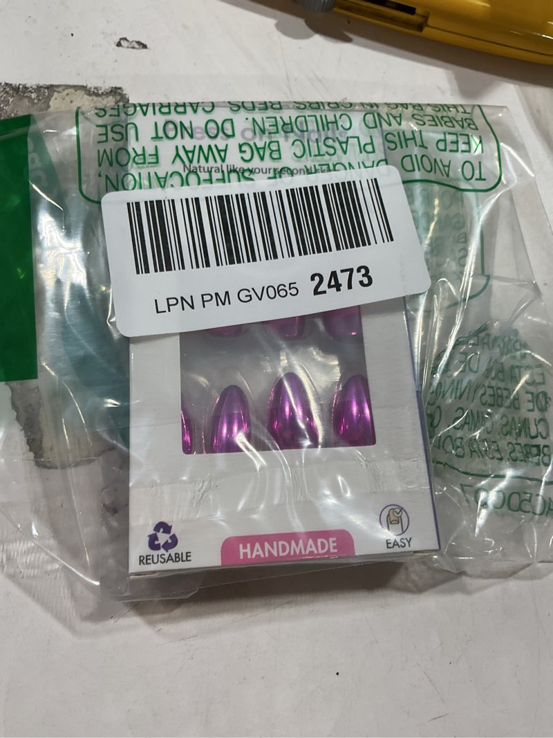 Condition photo showing New/Like New for similiar productchrome hot pink press on nails short almond, shiny soft gel fake nails with glazed sparkle uv finish, 30 pcs designed glue on nails short stiletto, reusable thick cute nail set with glue almond hot pink