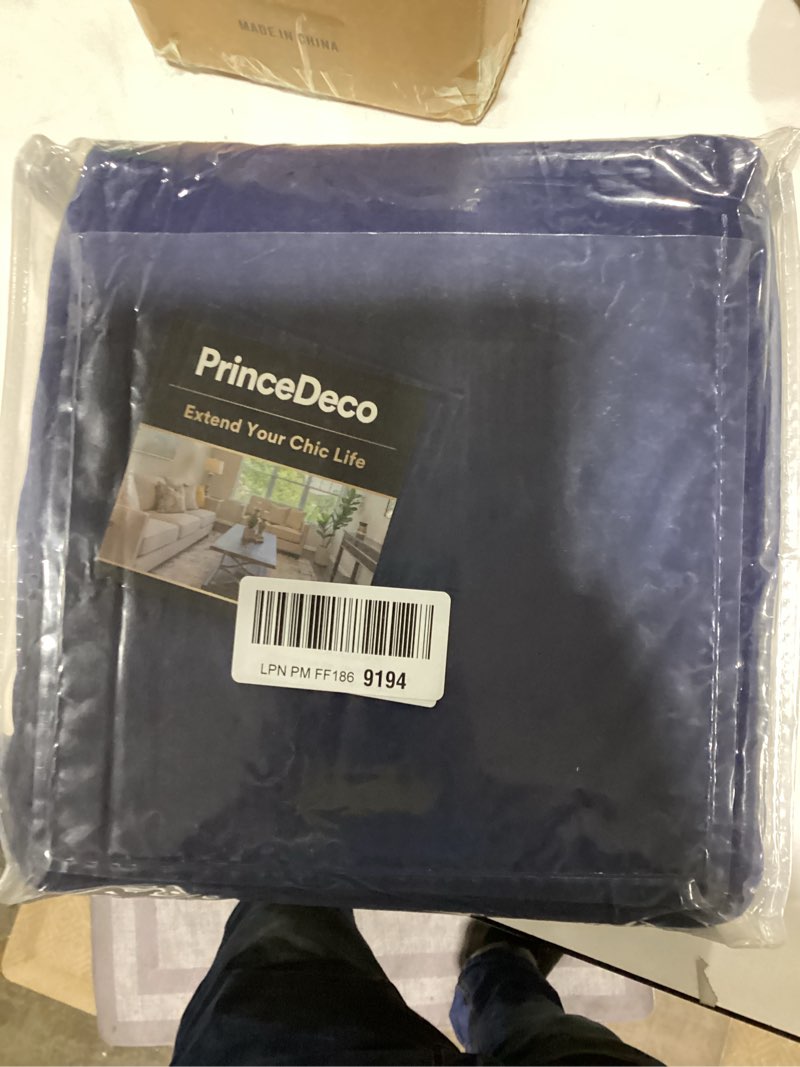 Condition photo showing New/Like New for PrinceDeco Velvet Couch Covers for Sofa Soft 4 Pieces Couch Covers for 3 Cushion Couch Sofa Pet Friendly Furniture Protector with Non Slip Elastic Bottom Width Up to 90 Inch (Large, Blue)