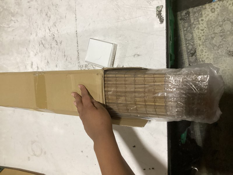 Condition photo showing Good Condition for unishades cordless bamboo roman shades for windows, blinds size (36" w ×64" h) colour (highfield teak) ?room darkening?highfield teak 36" w × 64" h