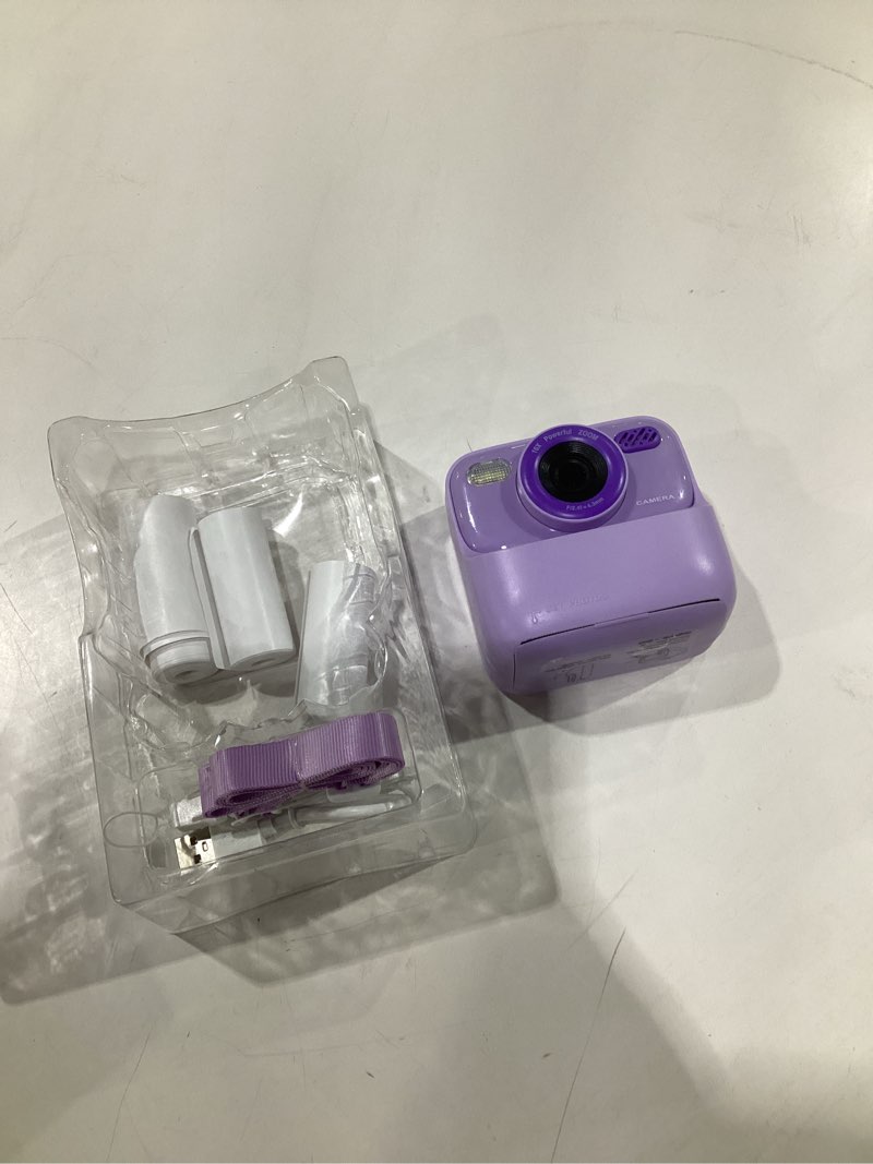 Condition photo showing Good Condition for kids instant digital cameras for boys and girls, 1080p hd dual-lens selfie digital camera with print paper & 32g card, christmas birthday gifts toys for toddler and teenagers age 3-16 years old purple