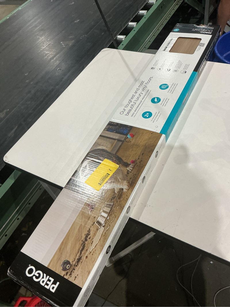 Condition photo showing As Is for pergo duracraft paris oak brown 22-mil x 7-1/2-in w x 47-in l waterproof interlocking luxury vinyl plank flooring (17.32-sq ft/ carton)