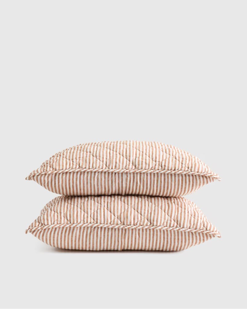 european linen stripe quilted sham pillow only