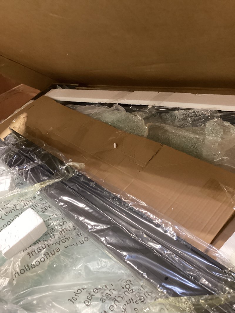 Condition photo showing New/Like New for double sliding shower door, 55"-60" w x 70" h semi-frameless glass shower door, 1/4'' (6mm) clear sgcc tempered glass with explosion-proof film and nano coating, matte black