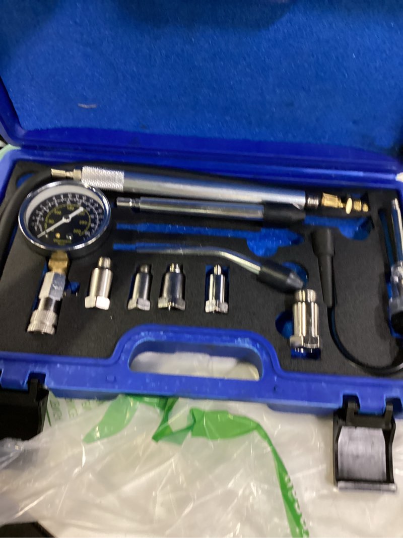 Condition photo showing Good Condition for orion motor tech engine compression tester kit, 11 pc cylinder compression tester kit with spark plug tester, engine cylinder pressure gauge for gas petrol engines advanced set