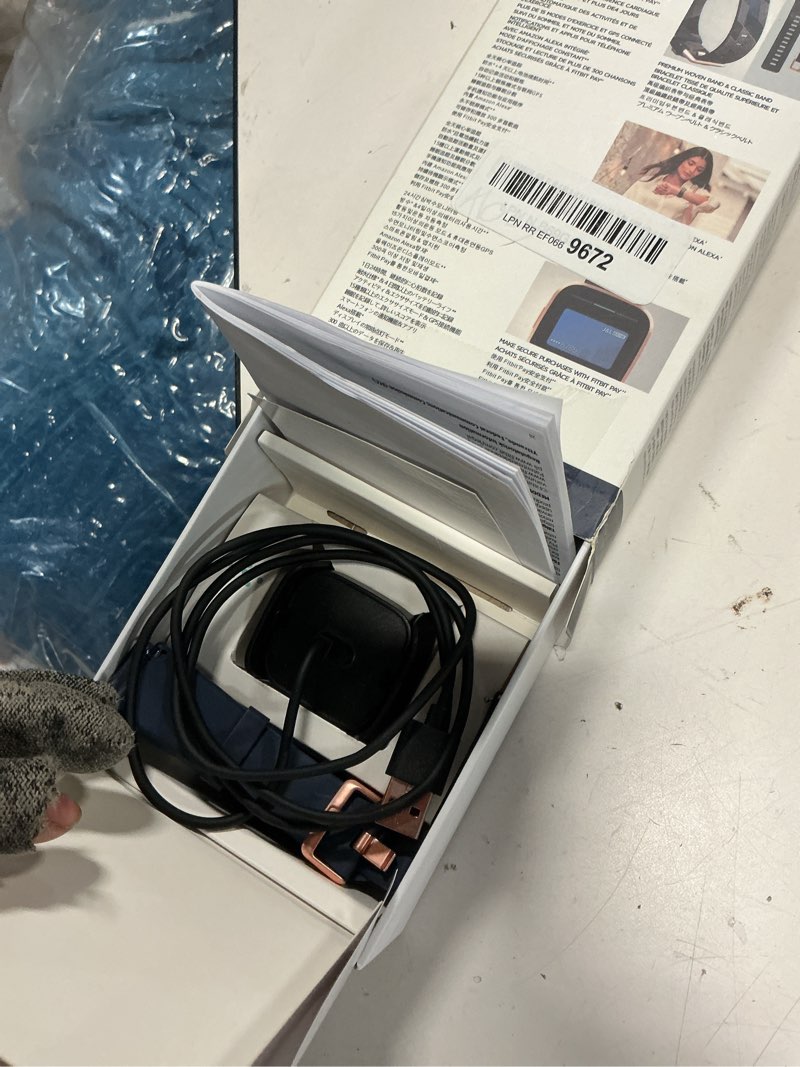 Condition photo showing Good Condition for fitbit versa 2 special edition health and fitness smart watch with heart rate, music, alexa built-in, sleep and swim tracking, navy and pink woven/copper rose, one size (s and l bands included), 2.3 navy & pink woven/copper rose special edition