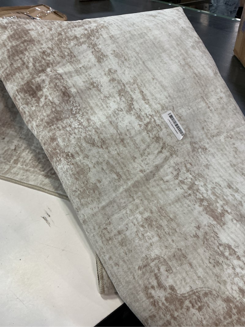 Condition photo showing Good Condition for area rugs 8x10 vintage rug: large washable living room rug retro medallion distressed rugs soft low pile non-slip indoor floor carpet for bedroom kitchen nursery dining table office (beige/brown) beige/brown 8' x 10' (rectangular)
