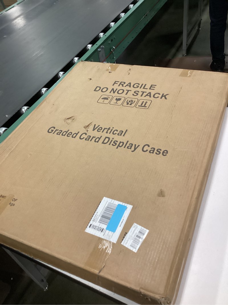 Condition photo showing New/Like New for VERANI 35 Baseball Card Display Case - Graded Sports Card Display Frame - Holds Sport Cards with UV Protection Clear View Lockable Wall Cabinet for Football Basketball Hockey Trading Card Large Black Large-Vertical-Black