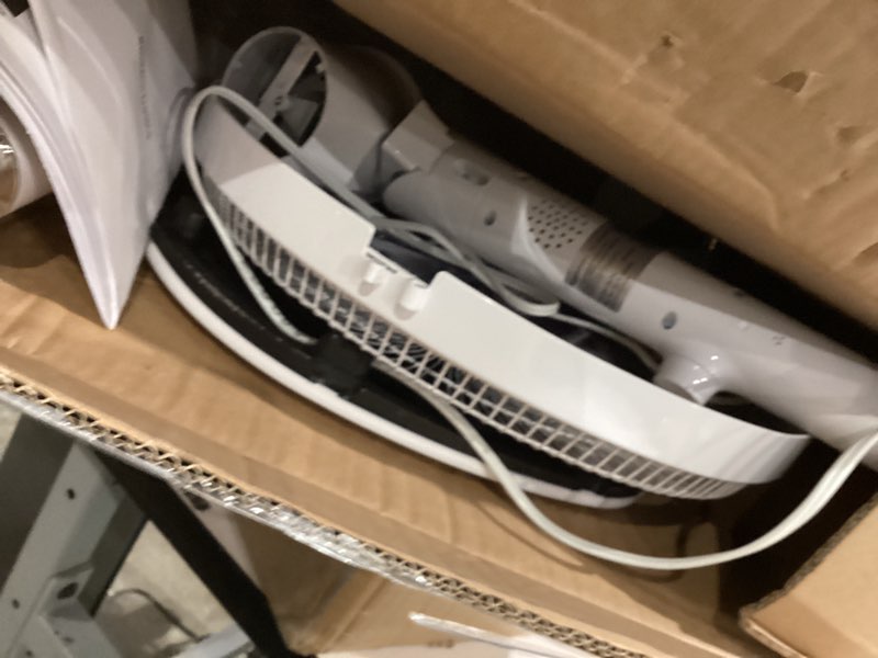 Condition photo showing As Is for Amazon Basics 16" DC Motor Standing Floor Fan, 12 Speed with Remote, 3 Breeze Modes, Dual-Layered Blades (10 Blades), Timer, Energy Efficiency and Quiet DC Motor (28W), White 12-Speed, DC Motor