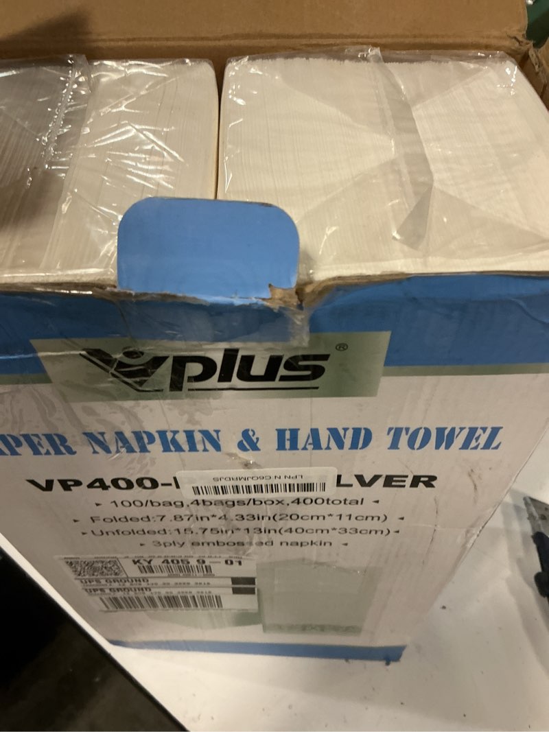 Condition photo showing New/Like New for vplus 400 pack paper napkins guest towels disposable premium quality 3-ply dinner napkins disposable soft, absorbent, perfect for kitchen, wedding, parties, dinners or events(silver) silver 400 count (pack of 1)