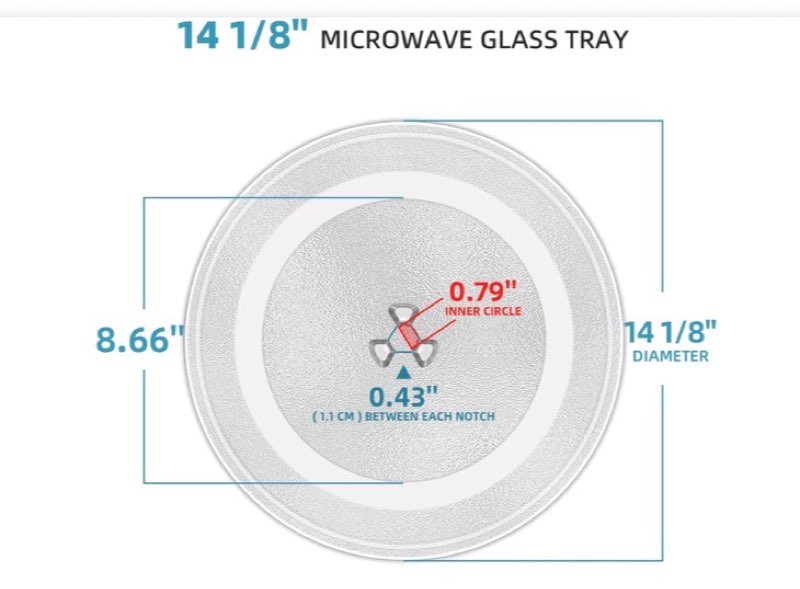 microwave glass plate 14 1/8 inch - exact replacement for microwave turntable part numbers w10531726 / w11358813 and w11402532 - dishwasher safe 14 1/8\"