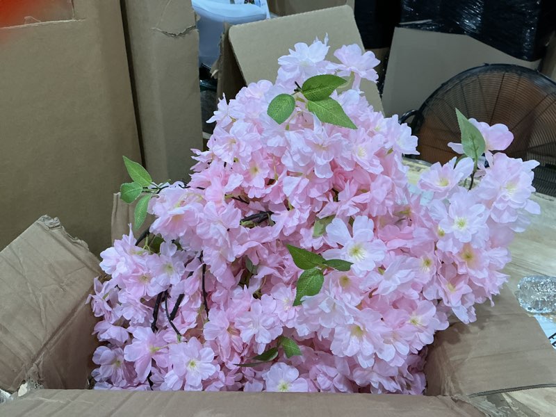 Condition photo showing New/Like New for 6ft artificial cherry blossom tree, fake pink sakura tree, realistic faux blossom tree for indoor outdoor decor, wedding party garden home office decoration pink 6ft