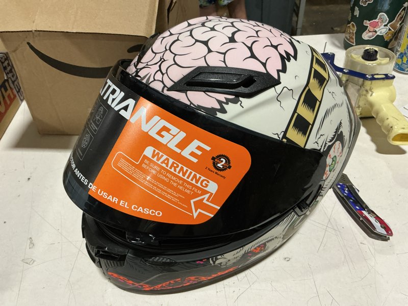 Condition photo showing Good Condition for triangle motorcycle helmets full face helmet for adults men and women dual visor with internal sunshield dot approved (black gray, x-large) x-large black gray