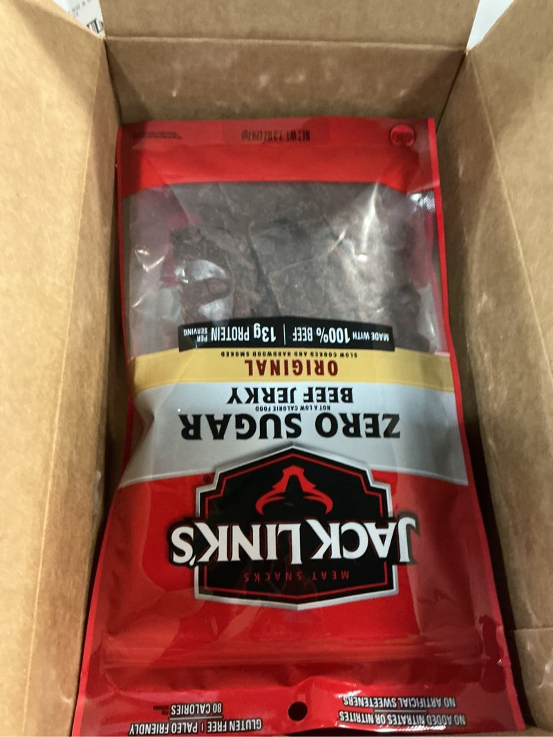 Condition photo showing New/Like New for (BBD 03/18/26). Jack Link's Beef Jerky, Original, Zero Sugar - Flavorful Meat Snacks, Ready to Eat Protein Snacks with 13g of Protein per Serving, Made with 100% Beef, Keto and Paleo Diet Friendly - 7.3 Oz. (Pack of 2)