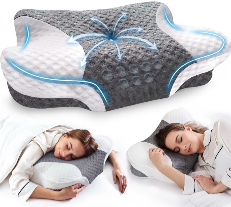 Cervical Neck Pillows with Memory Foam - Neck Pillows for Pain Relief Contour Memory Foam Pillows Ergonomic Neck Support - Adjustable Orthopedic Bed Pillows with Breathable Pillowcase for Sleeping