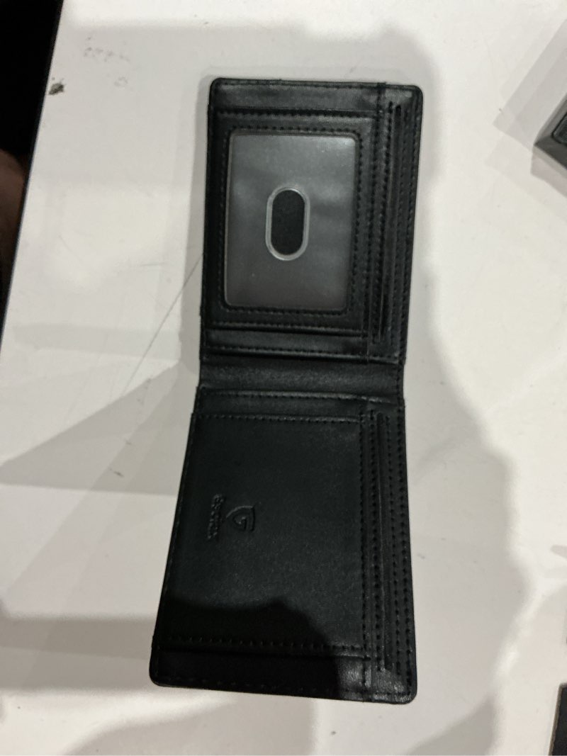 Condition photo showing Good Condition for gsoiax slim wallet for men rfid blocking leather bifold front pocket carbon fiber credit card holder novelty wallets with gift box (black)