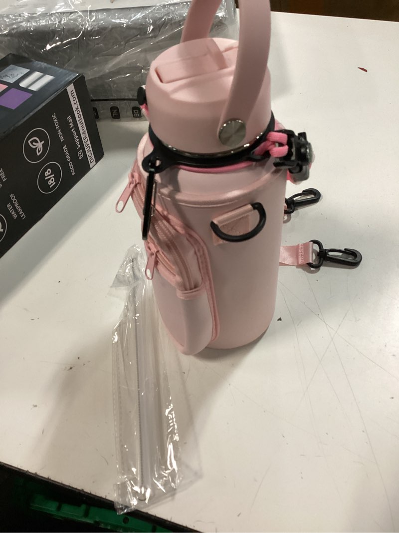 Condition photo showing Good Condition for 32 oz water bottles with straw, storage carrier bag, paracord handle & chug lid, bpa-free vacuum insulated water bottle 32oz, keep cold 48hrs & hot 24hrs, stainless steel hydro sports office travel pink 32 ounces