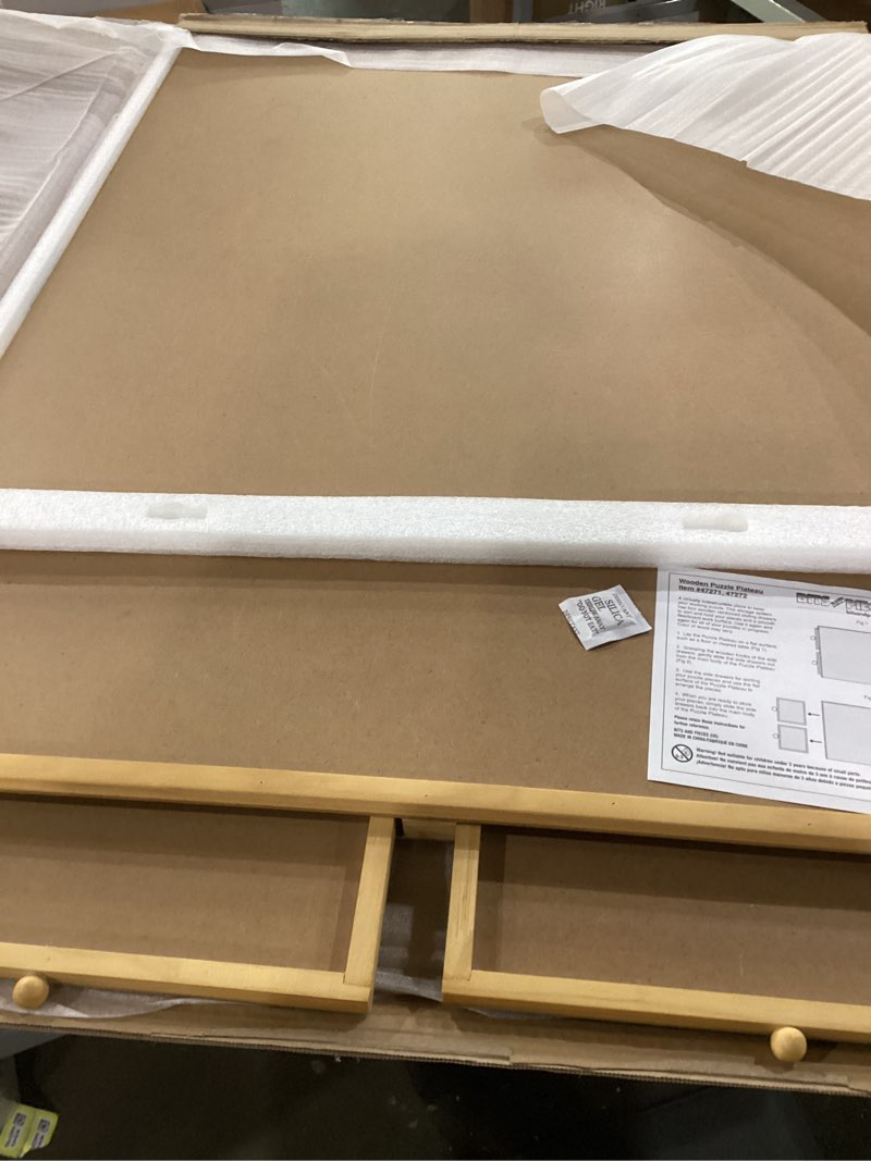 Condition photo showing As Is for Bits and Pieces Puzzle Board with Drawers – 1500 Piece Jigsaw Puzzle Table Organizer – Premium Wooden Puzzle Board for Adults, 26"x35" Smooth Non-Slip Surface, Portable Puzzle Table with Sorting Trays