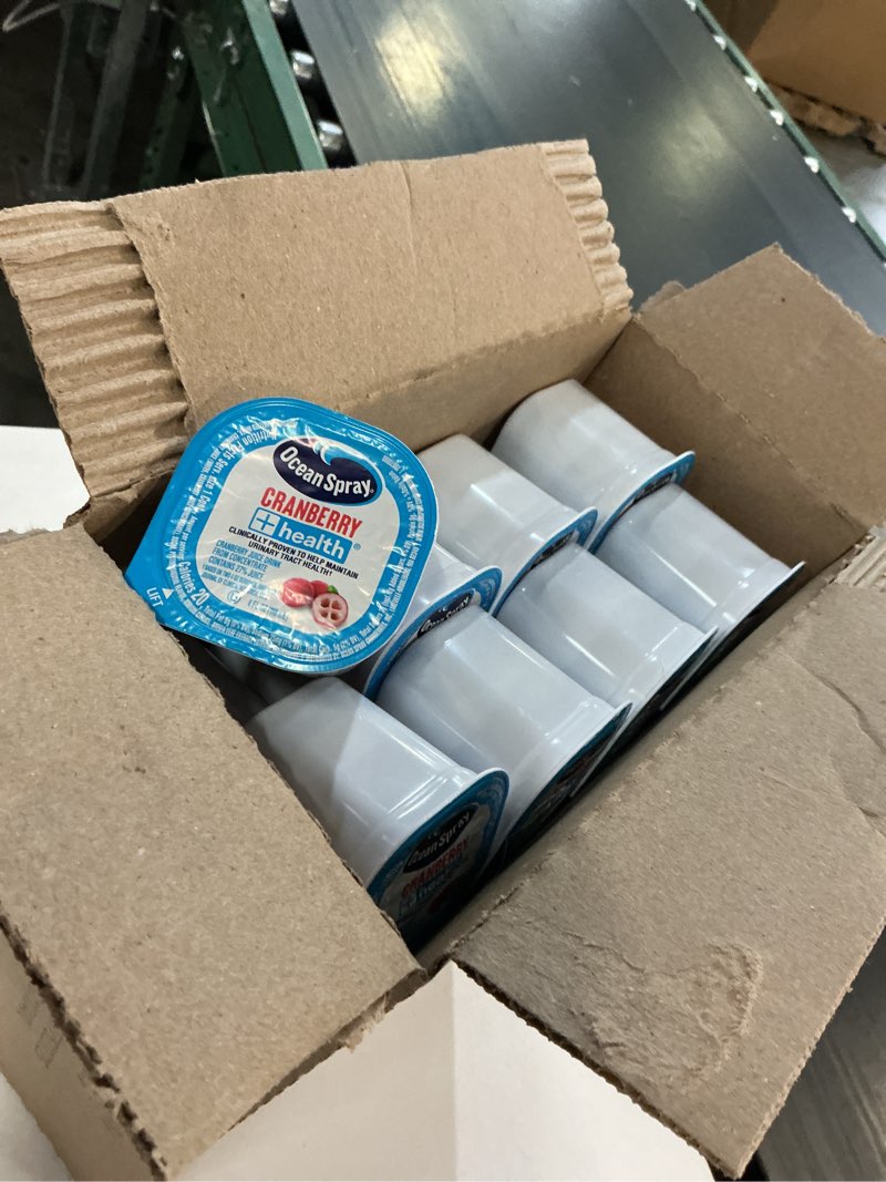Condition photo showing Good Condition for (best if used by:21/feb/26) ocean spray® cranberry +health juice drink, 4 fl oz cup, 48 count