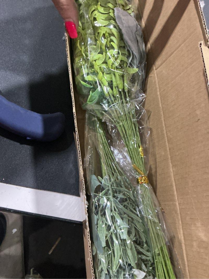 Condition photo showing New/Like New for FOTEEWL 70 Pcs Artificial Greenery Stems Box Set,with 8 Kinds of Faux Plants and Fake Flowers for DIY Bridal Bouquets Wedding Floral Arrangement Table Centerpieces Decoration (Sage Green & White)
