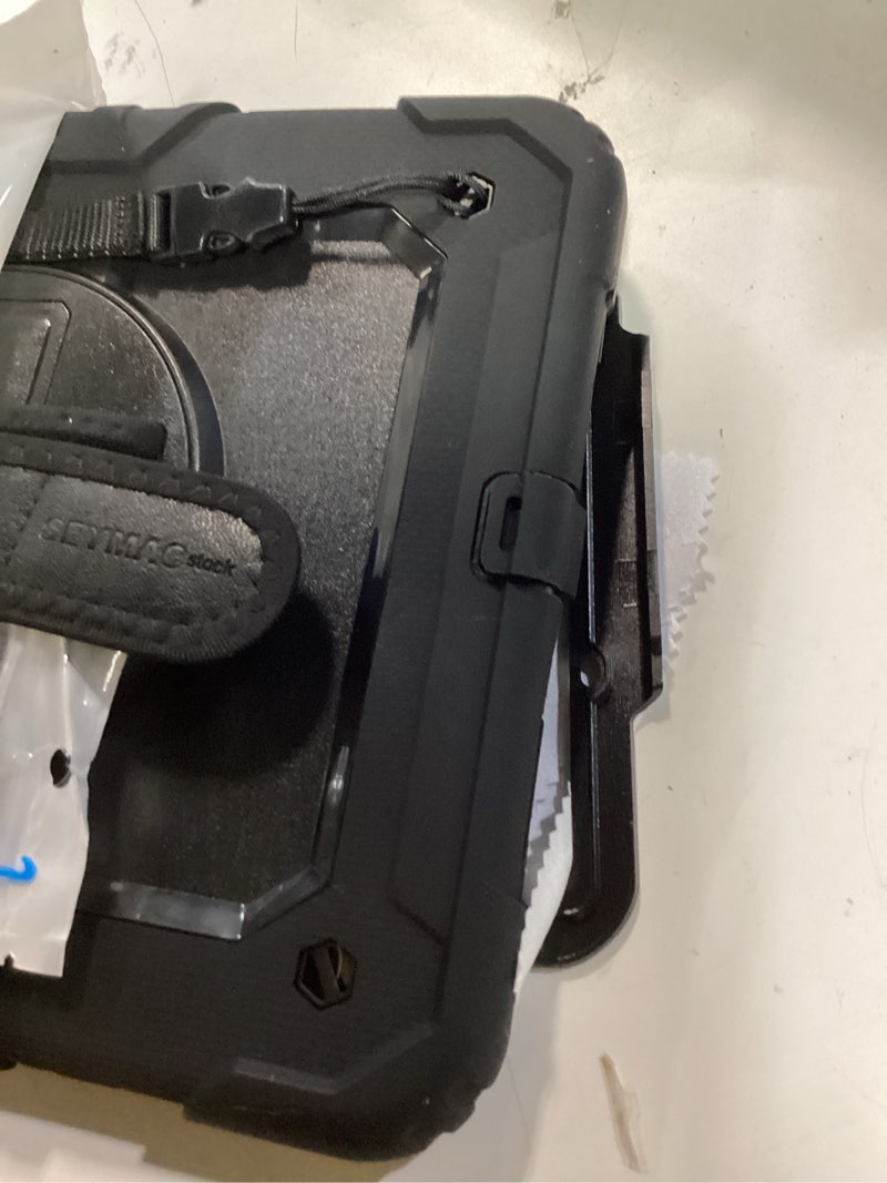 Condition photo showing Good Condition for seymac stock for ipad air 11 inch protective case m3 2025/ m2 2024 (air 7th/6th generation), heavy duty case with screen protector, pencil holder, rotating stand, hand strap, shoulder strap, black black case for ipad air 11 inch