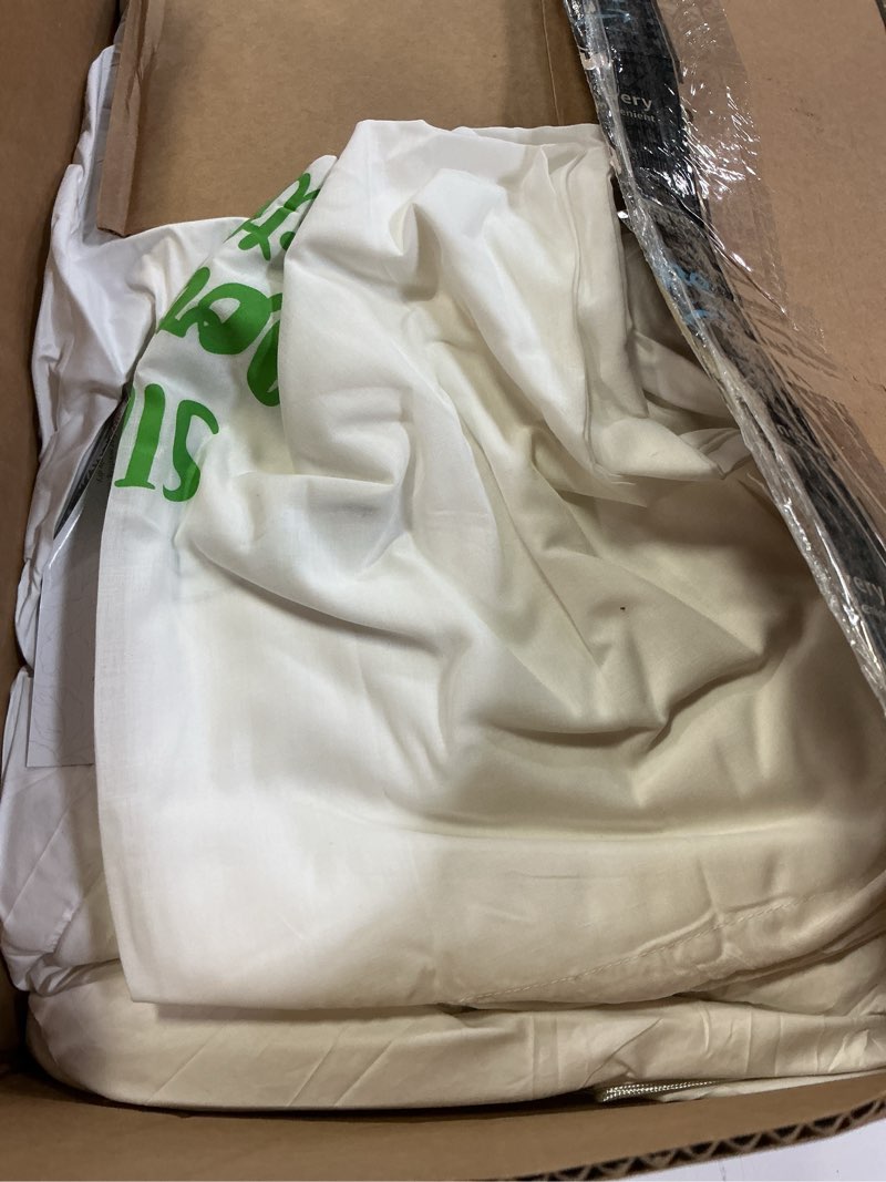 Condition photo showing As Is for apsmile queen size heavyweight down feather fibers comforter for winter weather/sleeper - ultra-soft high fill-power duvet insert, 55 oz fluffy thicker hotel collection comforter (90x90, solid white) white/winter-weight queen