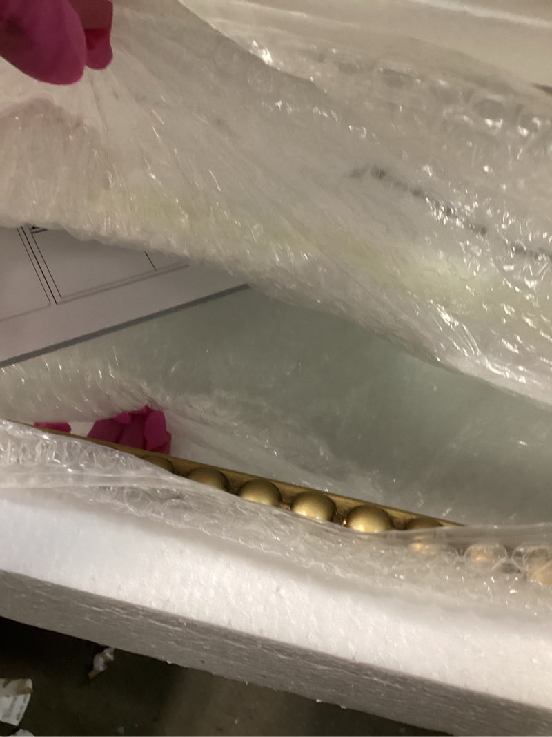 Condition photo showing Good Condition for Wall Mirror for Bathroom - 20"x30" Rectangle Rounded Corner Beaded Frame Mirror, Large Vanity Mirror Hangs Horizontal or Vertical, Antique Gold 30"L x 20"W Gold