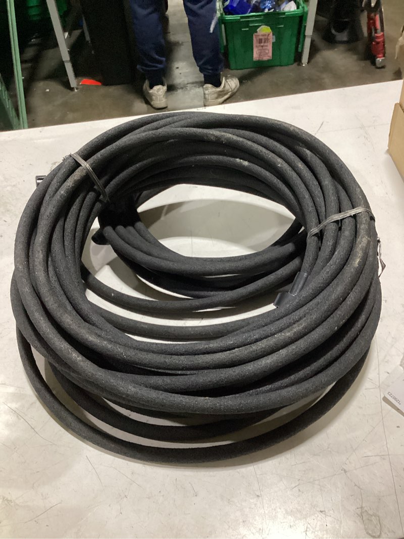 Condition photo showing As Is for 2pc element 3/8-in x 25-ft kink free rubber black soaker hose