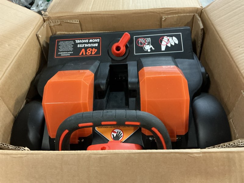 Condition photo showing Good Condition for VOLTASK Cordless Snow Shovel with Wheels, 48V | 16-Inch | 4-Ah Brushless Cordless Snow Blower, Battery Snow Blower with Directional Plate & LED Lights (2 * 24V Battery & Dual Quick Charger Included)